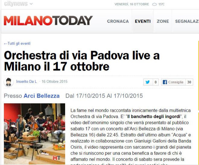 Milano Today Orchestradiviapadova